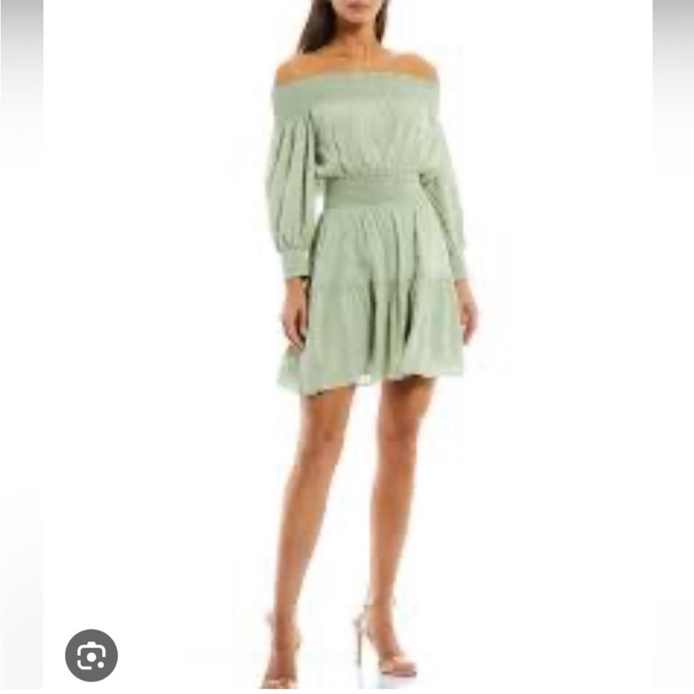 Gianni Bini Ella Long Blouson Sleeve Off the Shoulder Smocked Tiered Hem Dress